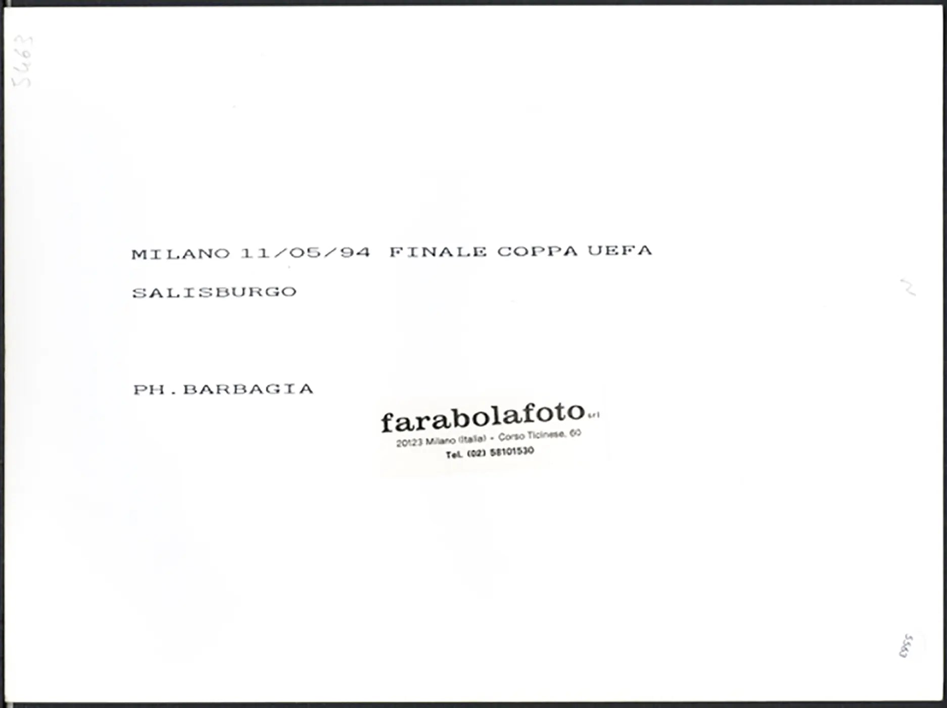 Finale Coppa Uefa Salisburgo 1994 Ft 5563 - Stampa 24x18 cm - Farabola Stampa ai sali d'argento