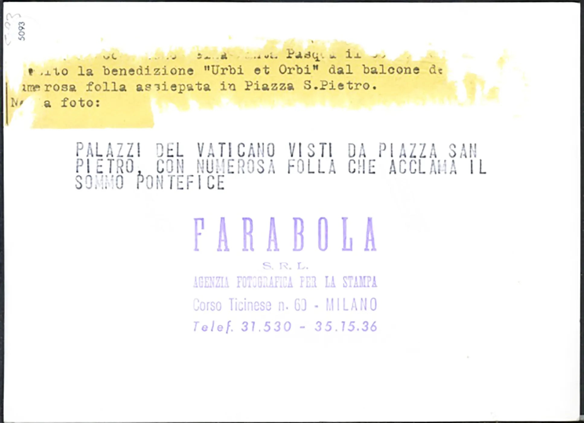 Folla in piazza San Pietro Pasqua 1956 Ft 5093 - Stampa 18x13 cm - Farabola Stampa ai sali d'argento