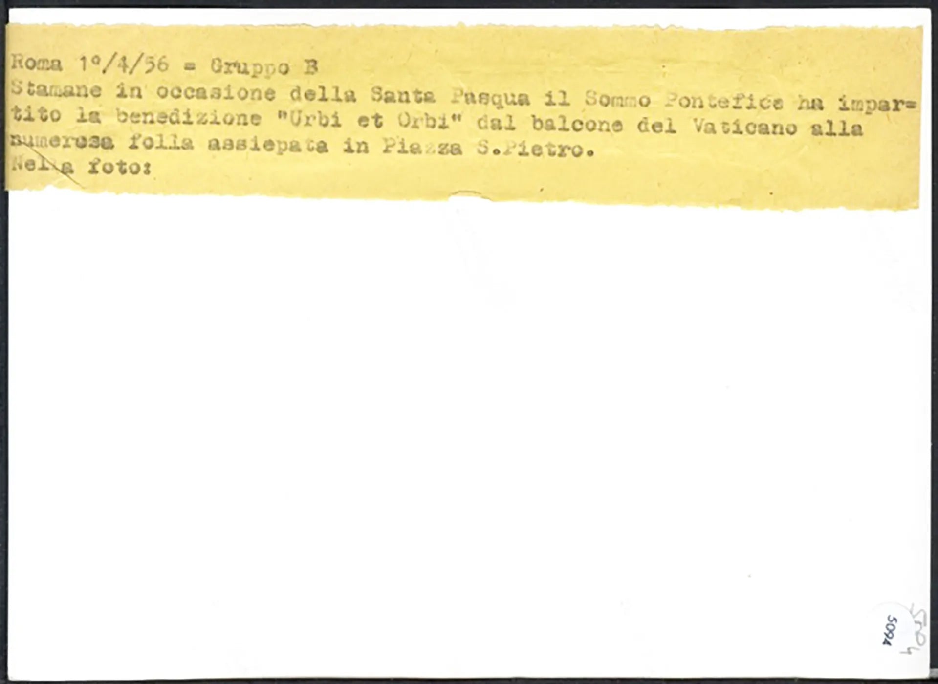 Folla in piazza San Pietro Pasqua 1956 Ft 5094 - Stampa 13x18 cm - Farabola Stampa ai sali d'argento