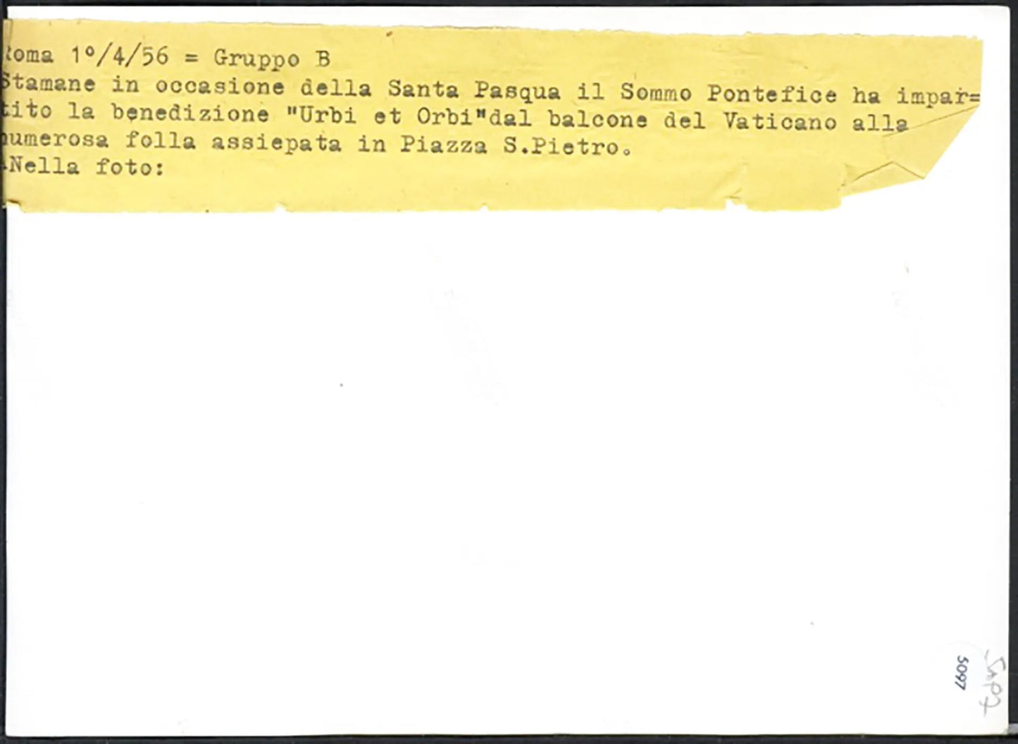 Folla in piazza San Pietro Pasqua 1956 Ft 5097 - Stampa 18x13 cm - Farabola Stampa ai sali d'argento