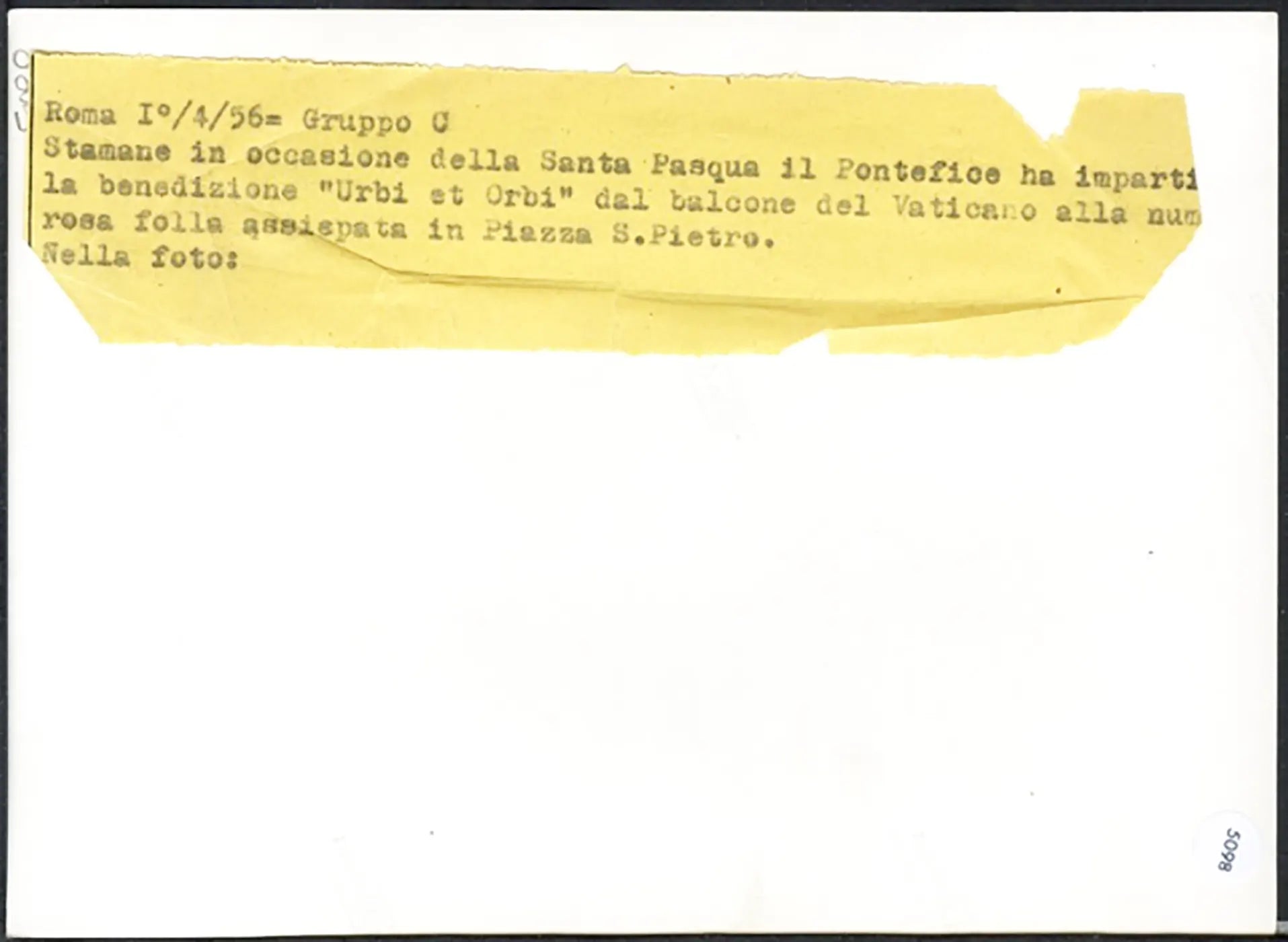 Folla in piazza San Pietro Pasqua 1956 Ft 5098 - Stampa 13x18 cm - Farabola Stampa ai sali d'argento