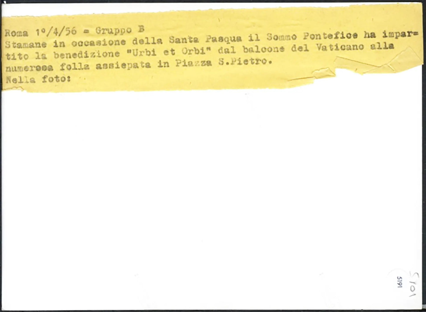 Folla in piazza San Pietro Pasqua 1956 Ft 5191 - Stampa 18x13 cm - Farabola Stampa ai sali d'argento