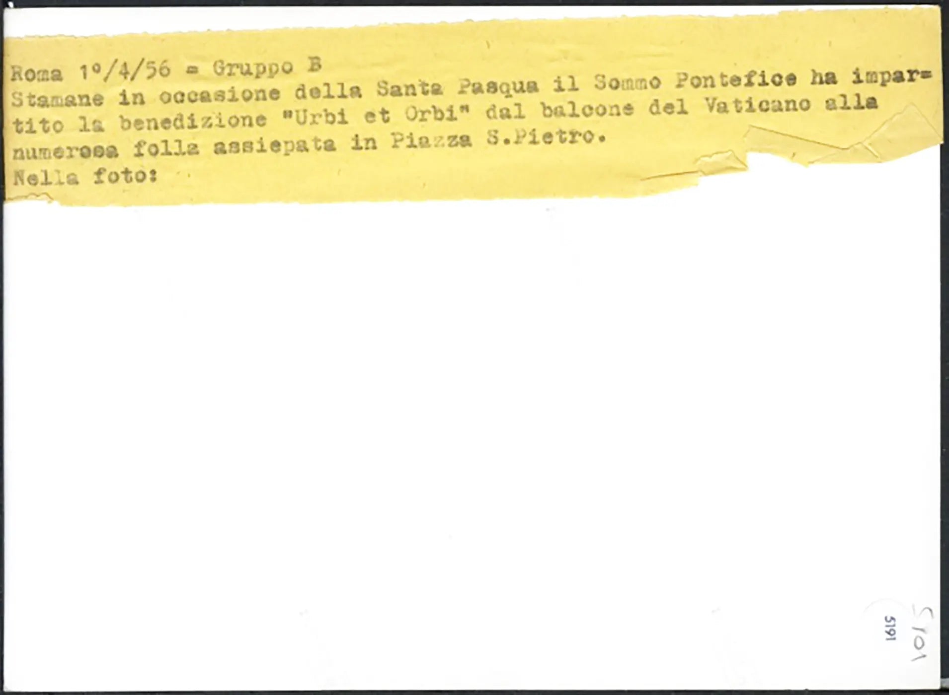 Folla in piazza San Pietro Pasqua 1956 Ft 5191 - Stampa 18x13 cm - Farabola Stampa ai sali d'argento