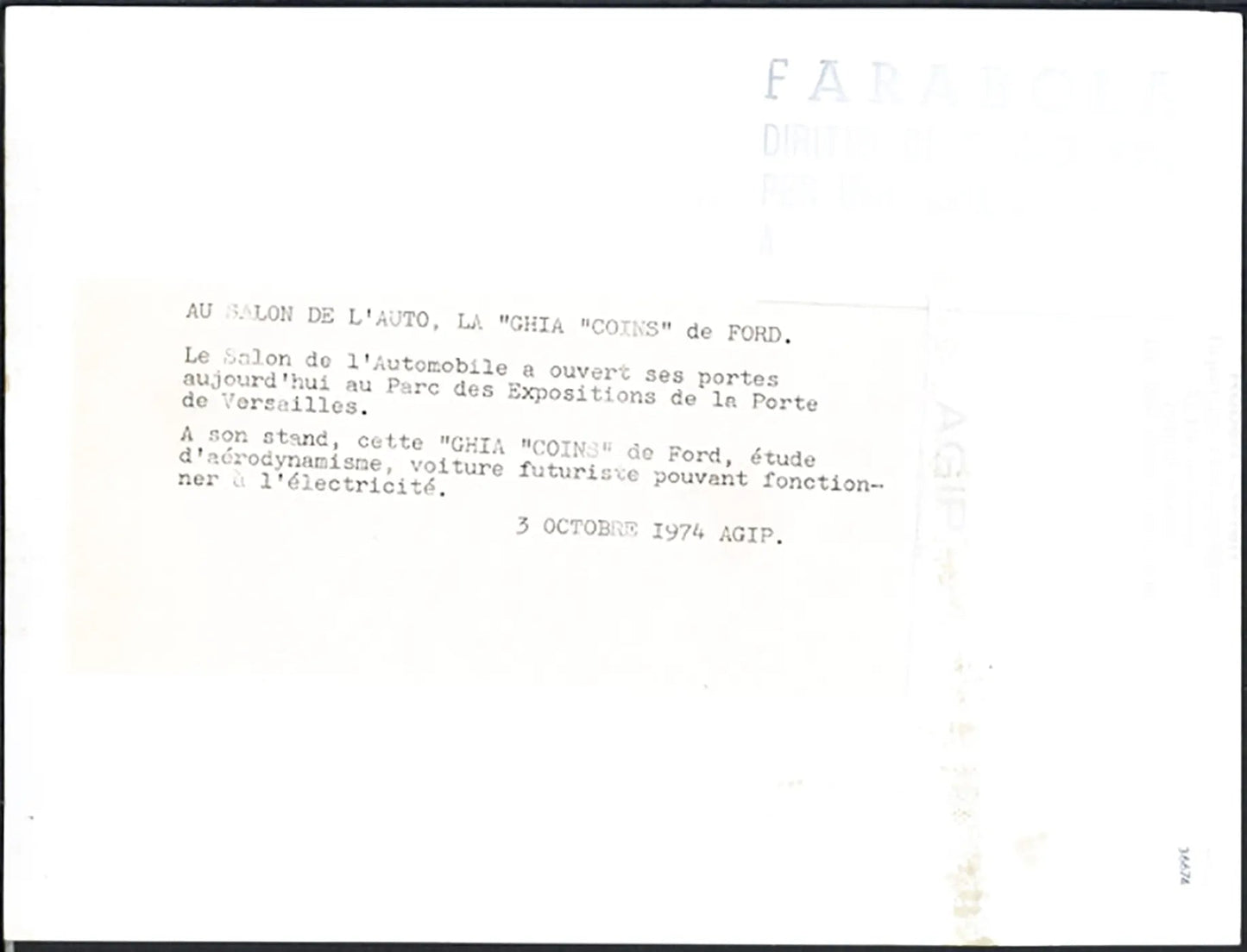 Ford Ghia Cons Salone Auto Parigi 1974 Ft 36674 - Stampa 24x18 cm - Farabola Stampa ai sali d'argento