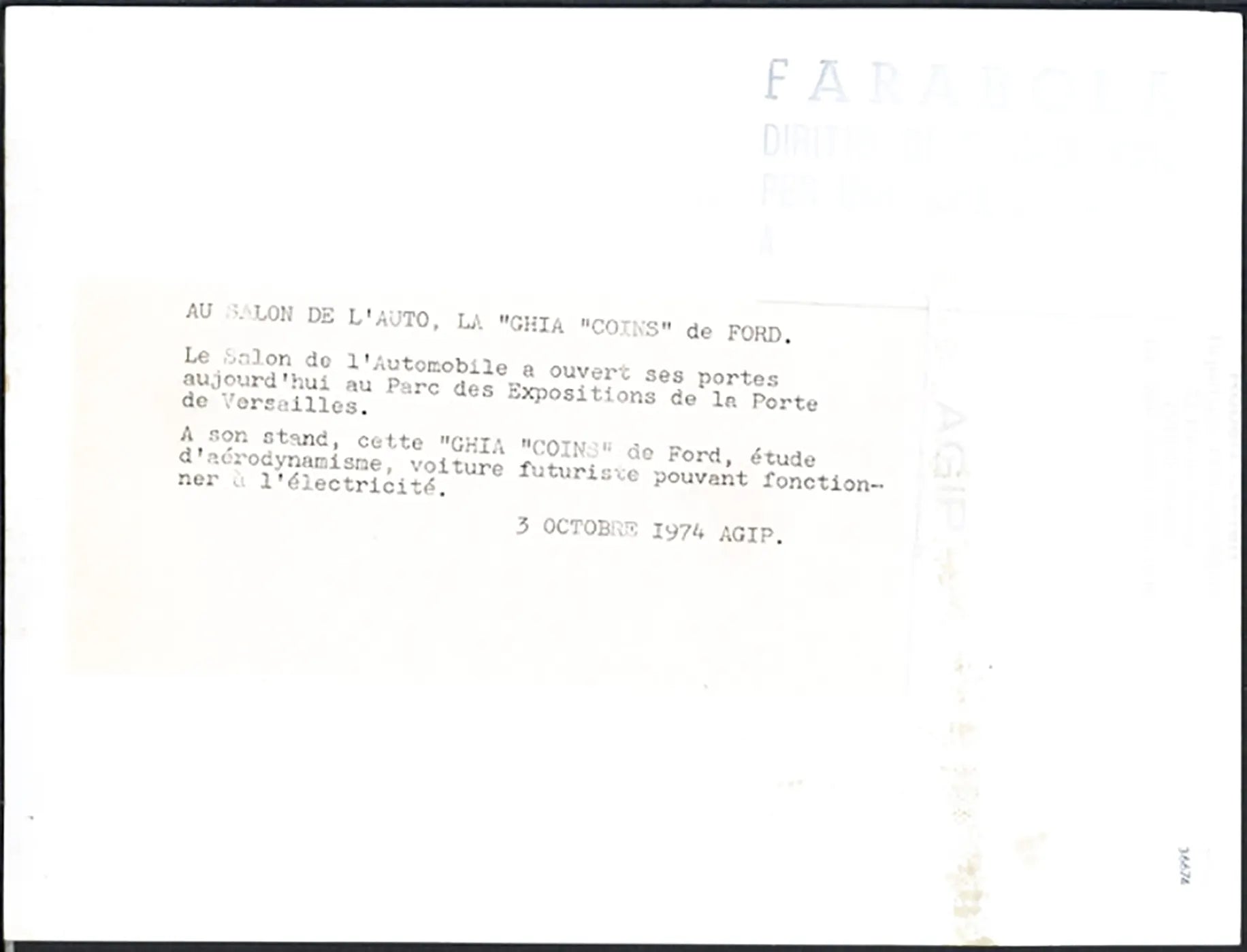 Ford Ghia Cons Salone Auto Parigi 1974 Ft 36674 - Stampa 24x18 cm - Farabola Stampa ai sali d'argento
