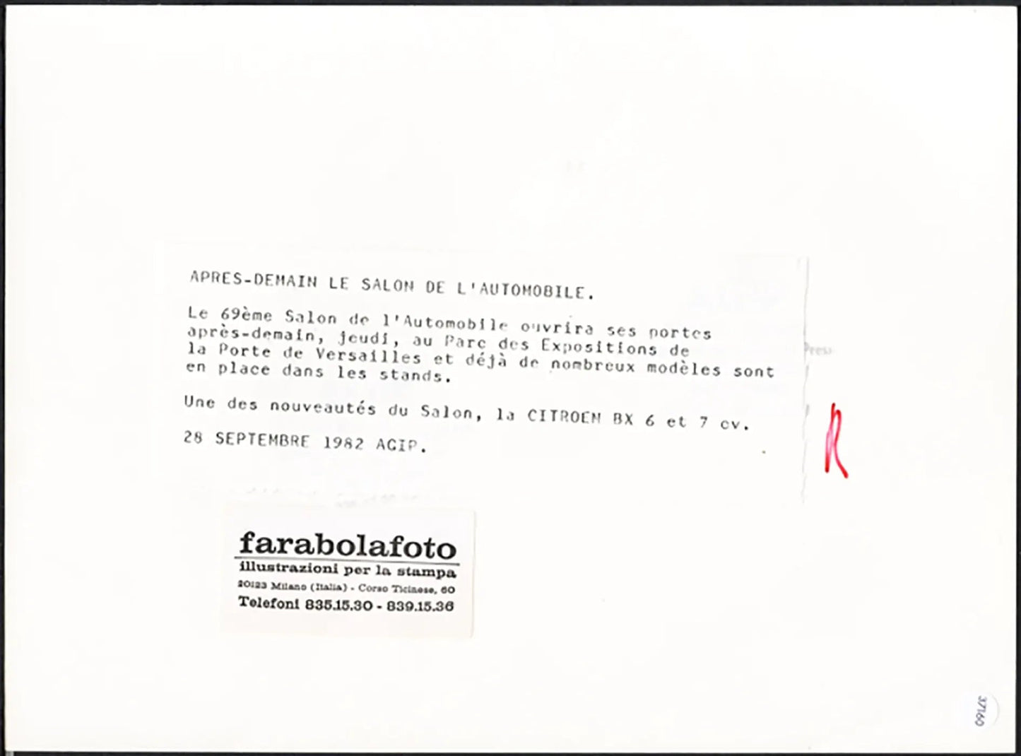 Ford Sierra Salone Auto Parigi 1982 Ft 37160 - Stampa 24x18 cm - Farabola Stampa ai sali d'argento