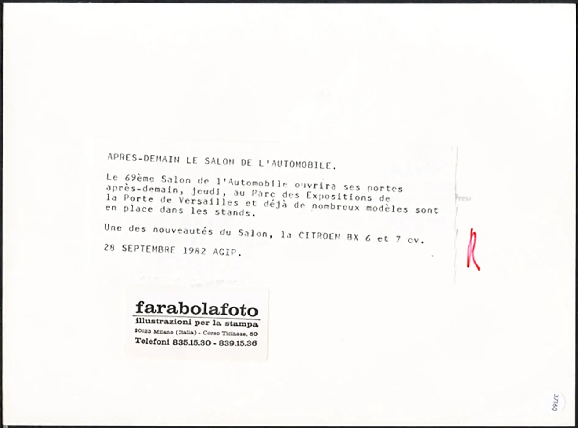 Ford Sierra Salone Auto Parigi 1982 Ft 37160 - Stampa 24x18 cm - Farabola Stampa ai sali d'argento