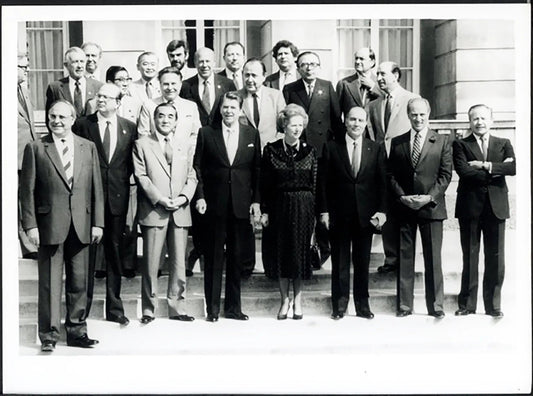 Foto di gruppo del G - 7 di Londra 1984 Ft 37957 - Stampa 24x18 cm - Farabola Stampa ai sali d'argento
