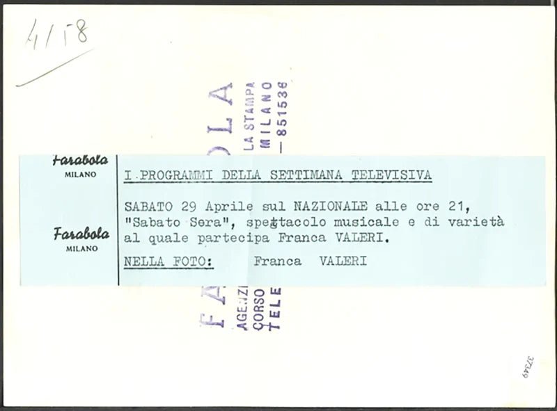 Franca Valeri in Sabato Sera 1967 Ft 37349 - Stampa 18x13 cm - Farabola Stampa ai sali d'argento