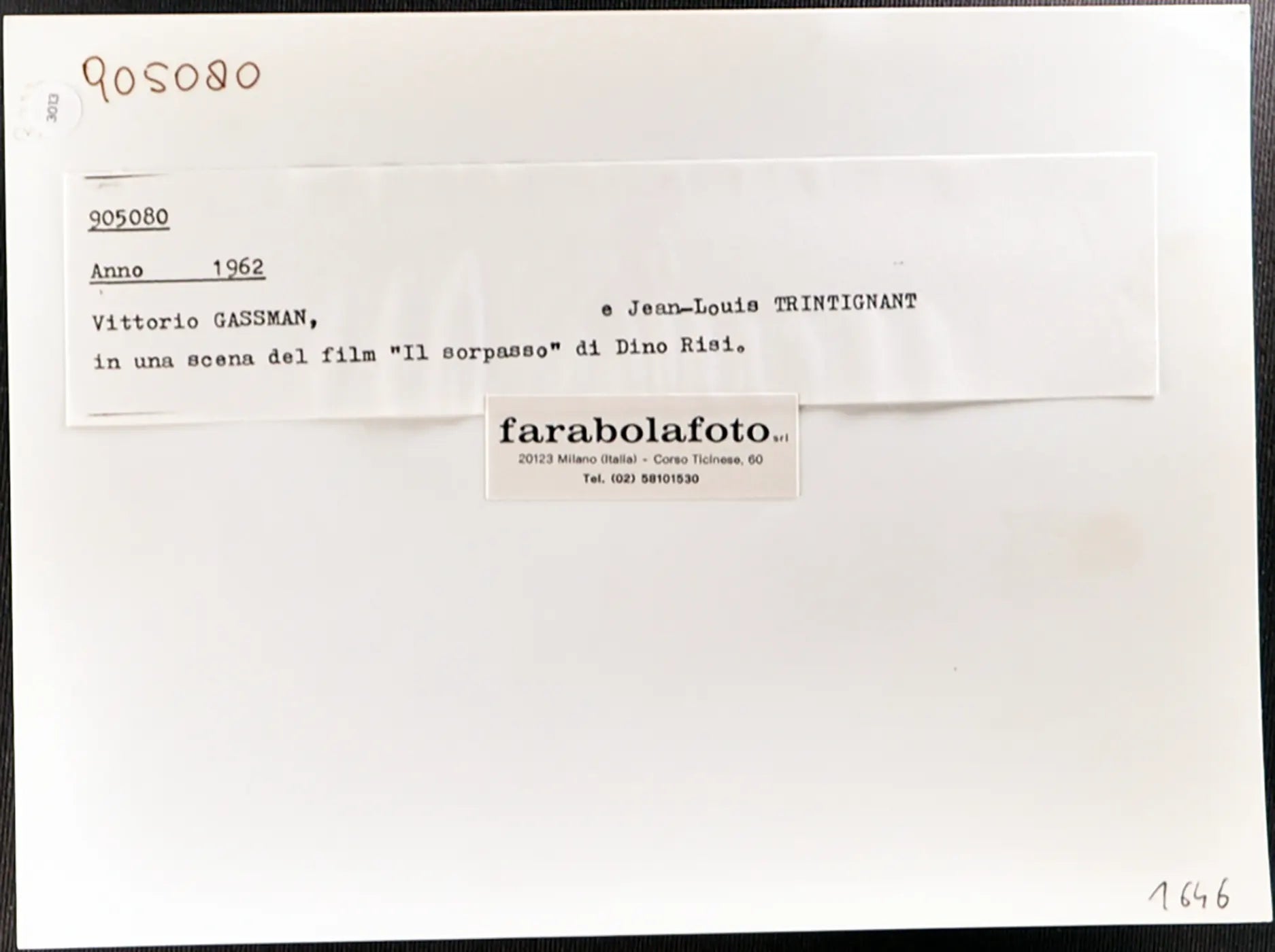 Gassman e Trintignant Film Il Sorpasso Ft 3013 - Stampa 24x18 cm - Farabola Stampa ai sali d'argento