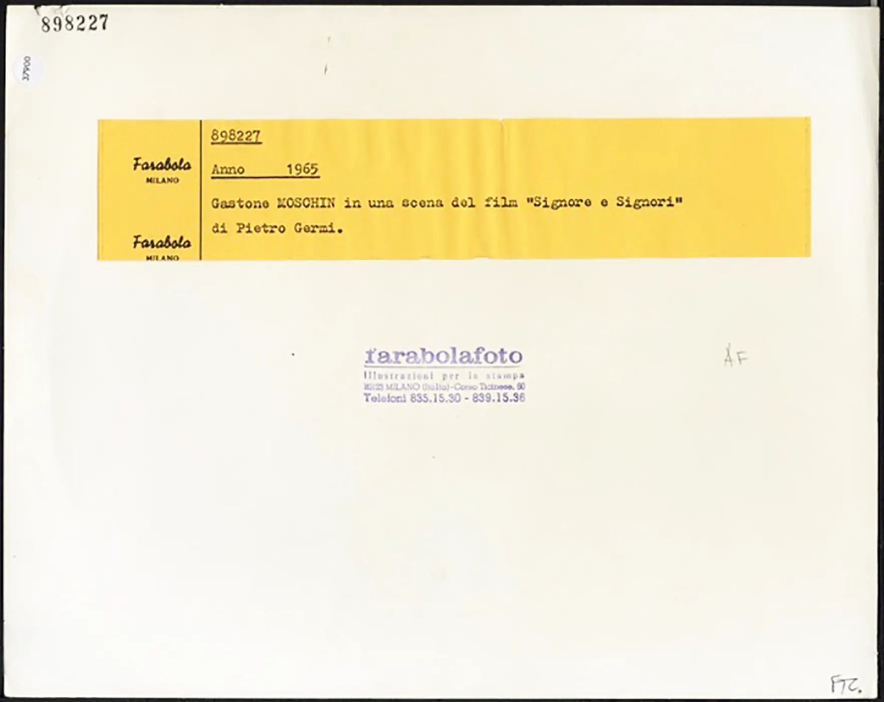 Gastone Moschin nel film Signore e Signori 1965 Ft 37900 - Stampa 21x27 cm - Farabola Stampa ai sali d'argento
