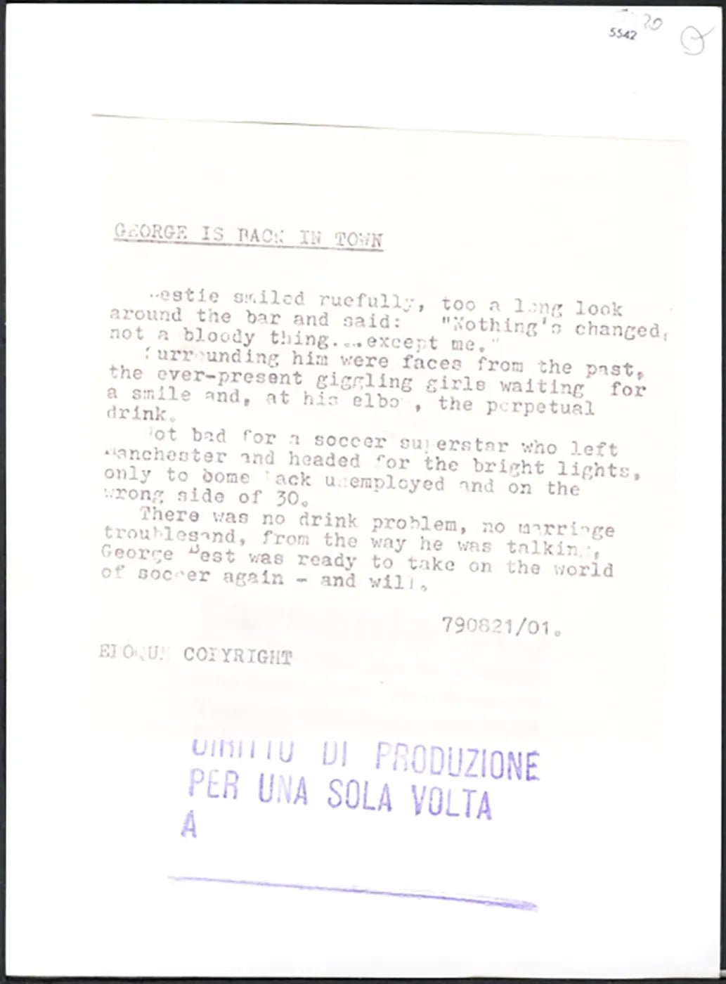 George Best 1979 Ft 5542 - Stampa 20x15 cm - Farabola Stampa ai sali d'argento