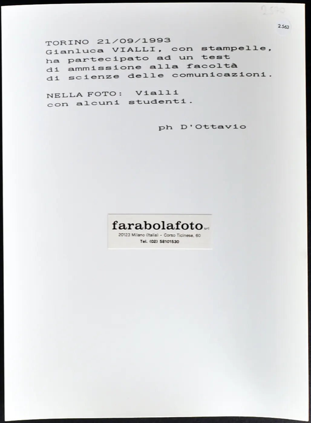 Gianluca Vialli 1993 Ft 2563 - Stampa 24x18 cm - Farabola Stampa ai sali d'argento
