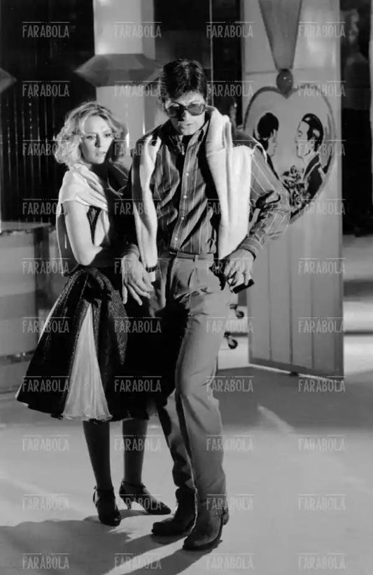 Gianni Brezza e Loretta Goggi durante le prove di uno spettacolo, anni 80 - Farabola Immagine digitale