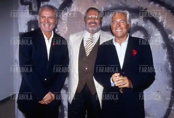 Gianni Versace, Gianfranco Ferré e Giorgio Armani, Milano, 1994 - Farabola Immagine digitale