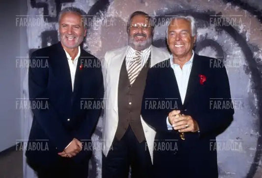 Gianni Versace, Gianfranco Ferré e Giorgio Armani, Milano, 1994 - Farabola Immagine digitale