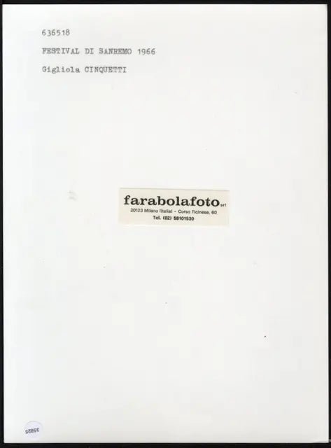 Gigliola Cinquetti Sanremo 1966 Ft 35825 - Stampa 24x18 cm - Farabola Stampa ai sali d'argento (anni 90)