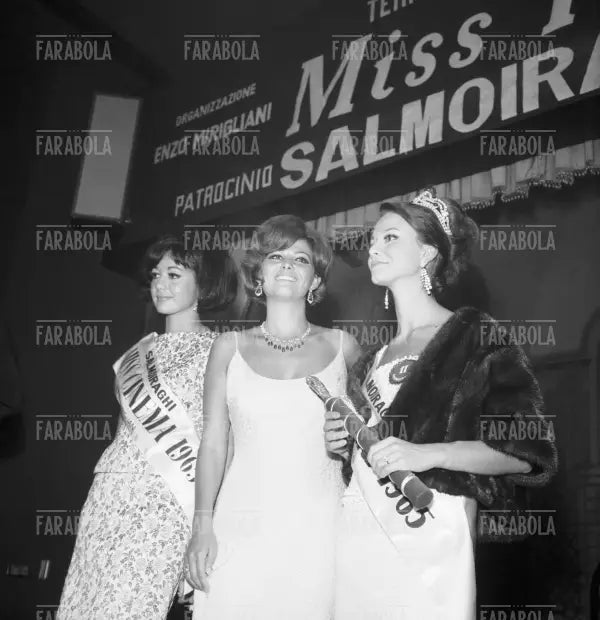 Gilda Giuffrida, Claudia Cardinale e Alba Rigazzi, Miss Italia, 1965 - Farabola Immagine digitale