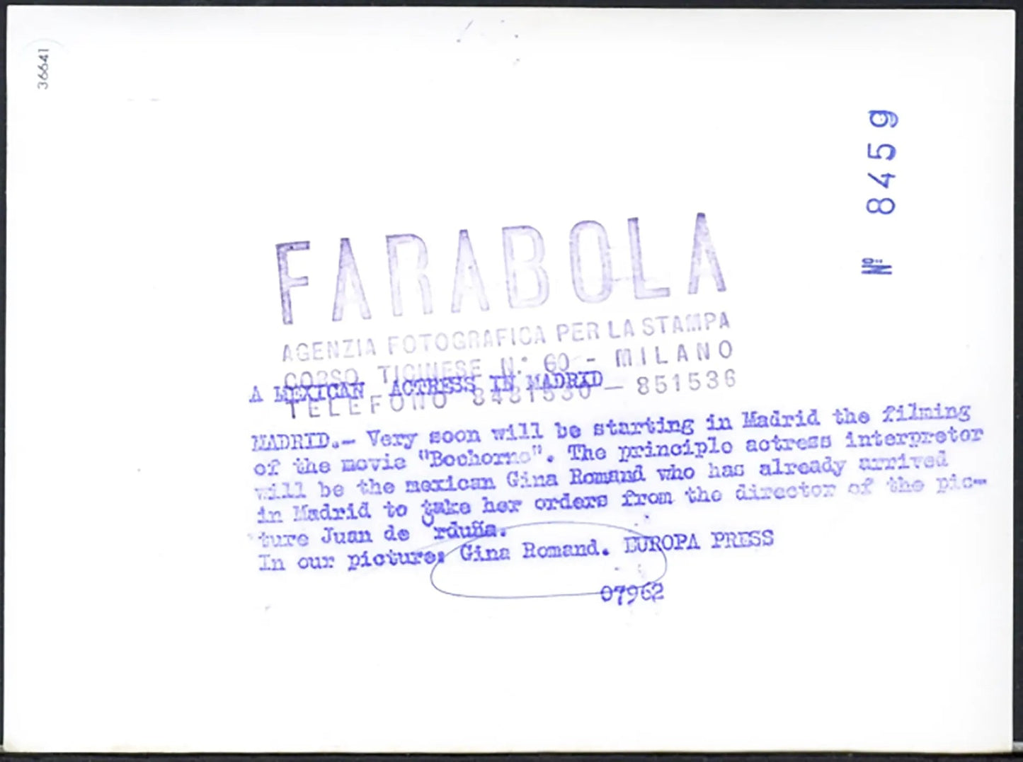 Gina Romand 1962 Ft 36641 - Stampa 20x15 cm - Farabola Stampa ai sali d'argento