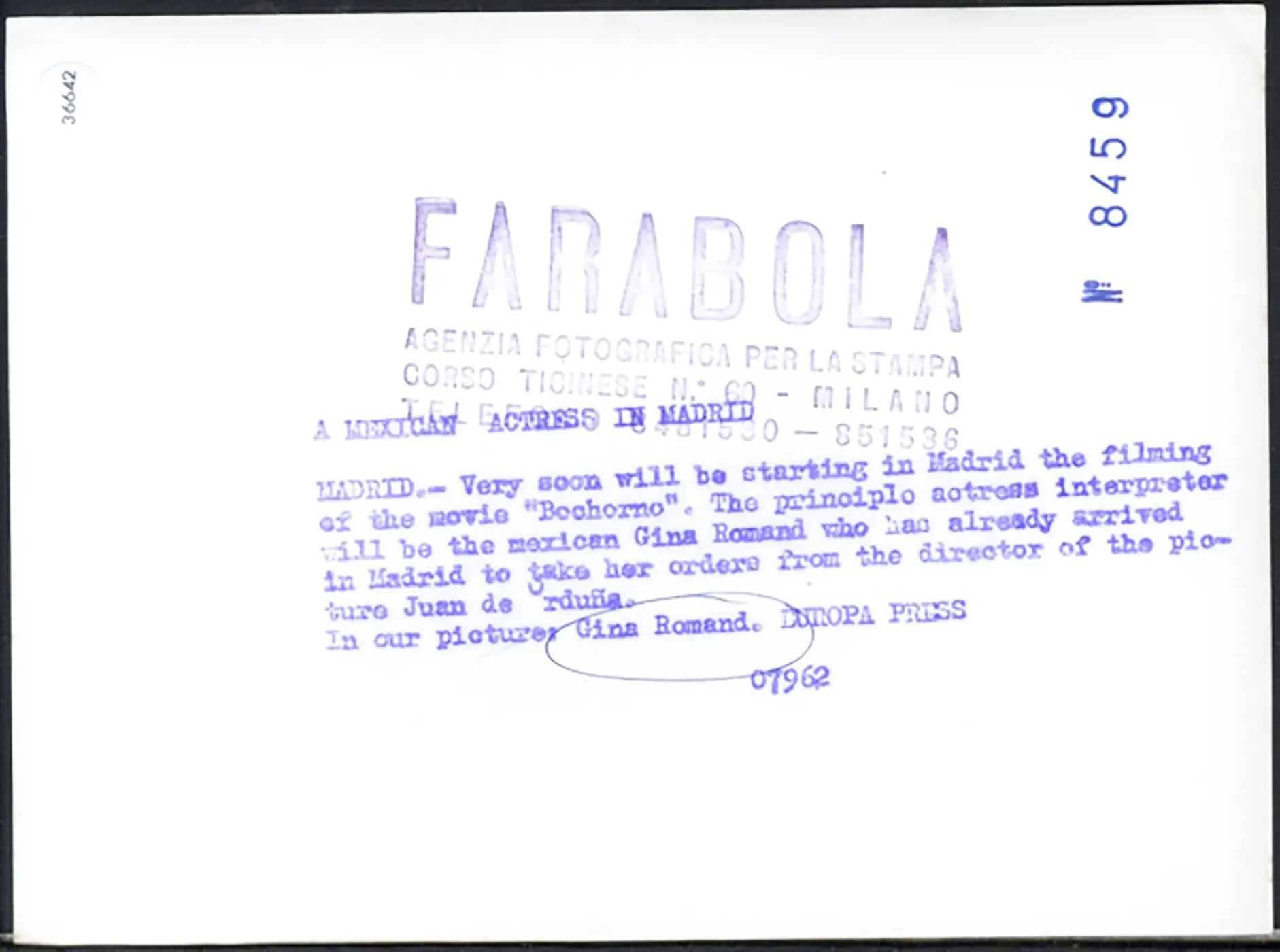 Gina Romand 1962 Ft 36642 - Stampa 20x15 cm - Farabola Stampa ai sali d'argento