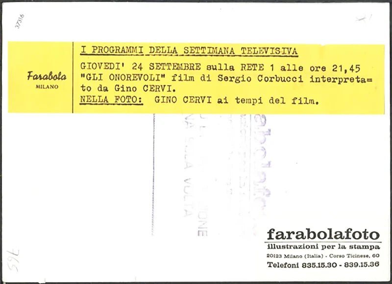 Gino Cervi nel film Gli Onorevoli 1963 Ft 37316 - Stampa 18x13 cm - Farabola Stampa ai sali d'argento