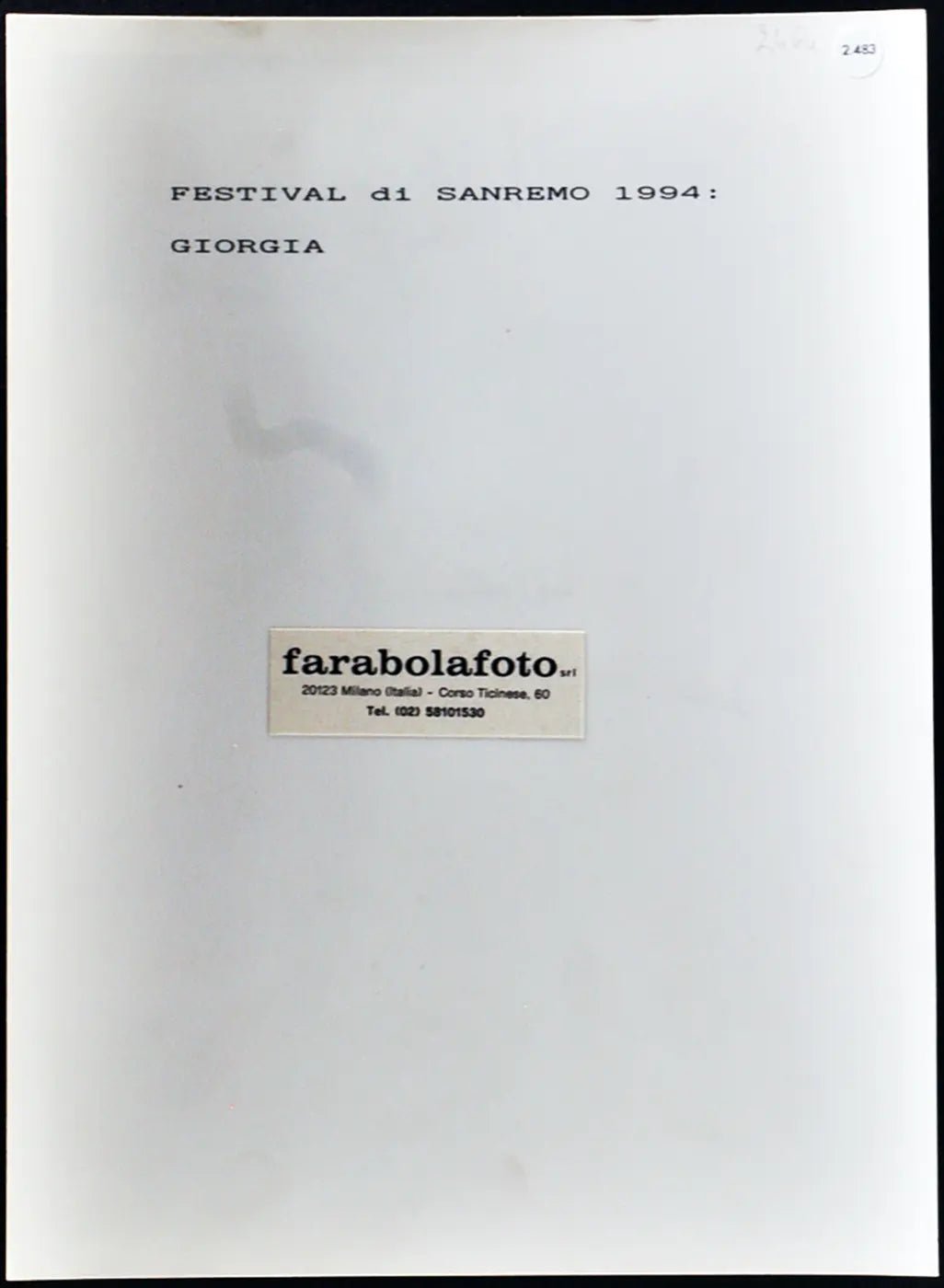 Giorgia Festival di Sanremo 1994 Ft 2483 - Stampa 24x18 cm - Farabola Stampa ai sali d'argento