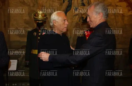 Giorgio Armani e Santo Versace, Premio Giornalismo a Franca Sozzani, Milano, 2004 - Farabola Immagine digitale