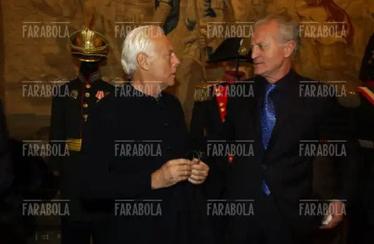 Giorgio Armani e Santo Versace, Premio Giornalismo a Franca Sozzani, Milano, 2004 - Farabola Immagine digitale