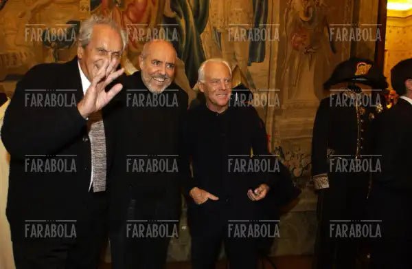 Giorgio Armani, Elio Fiorucci e Ottavio Missoni, Milano, 2004 - Farabola Immagine digitale
