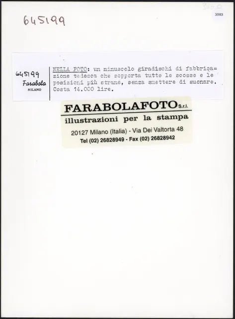 Giradischi tedesco anni 60 Ft 3593 - Stampa 24x18 cm - Farabola Stampa ai sali d'argento (anni 90)