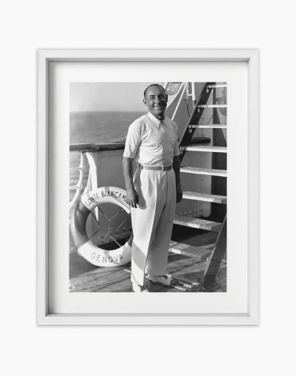 Girardengo sul transatlantico Conte Biancamano, 1932 - Farabola Fotografia