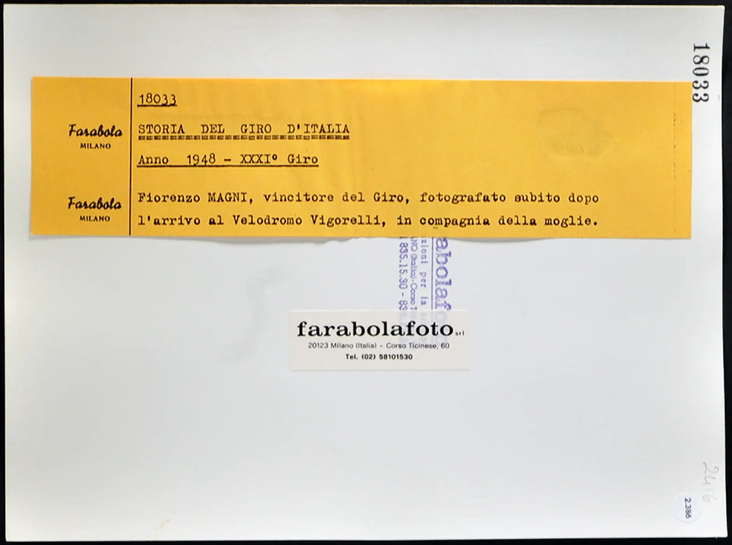 Giro d'Italia 1948 Fiorenzo Magni Ft 2386 - Stampa 24x18 cm - Farabola Stampa ai sali d'argento