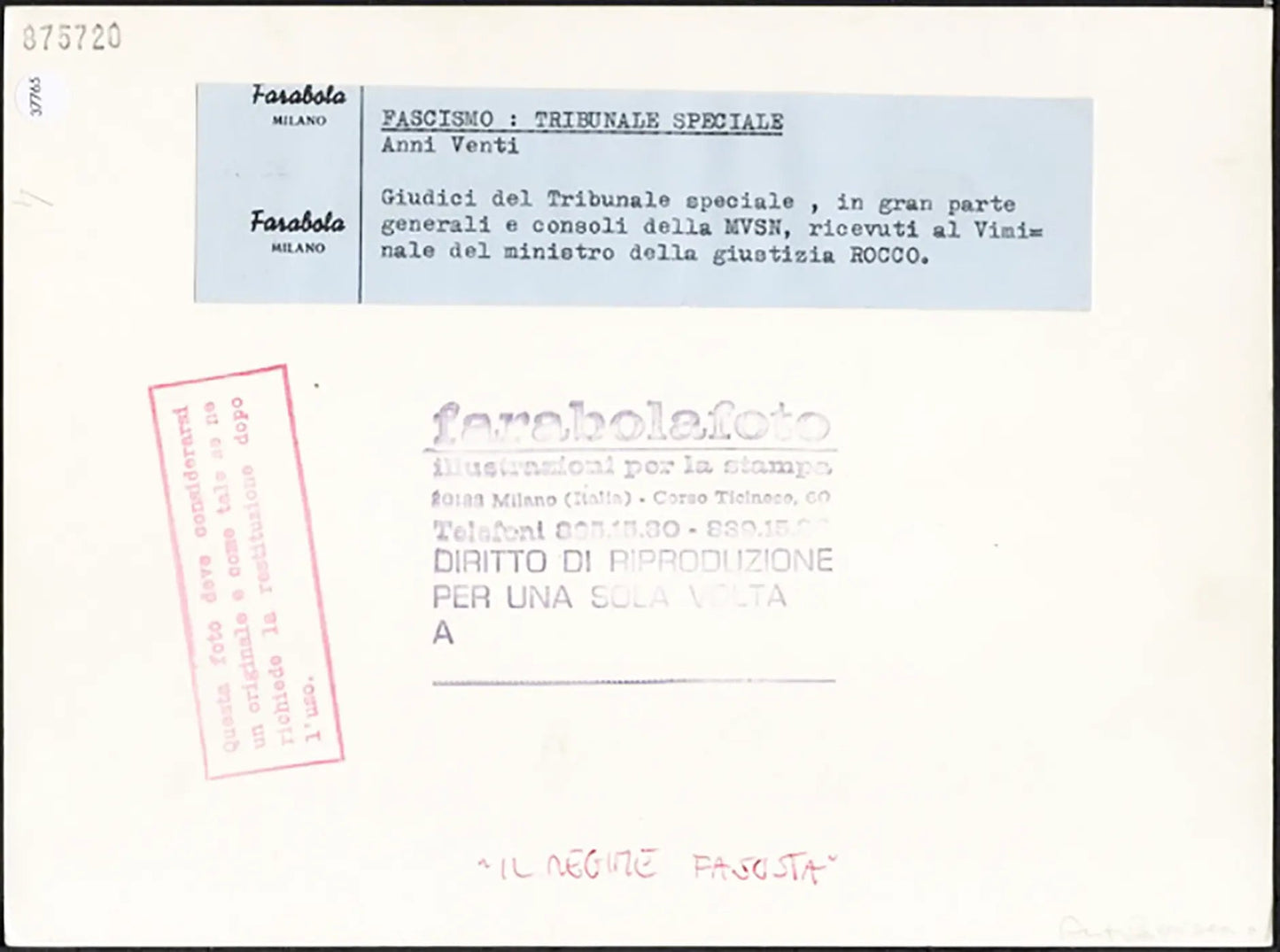 Giudici del Tribunale Speciale anni 20 Ft 37765 - Stampa 24x18 cm - Farabola Stampa ai sali d'argento (anni 90)