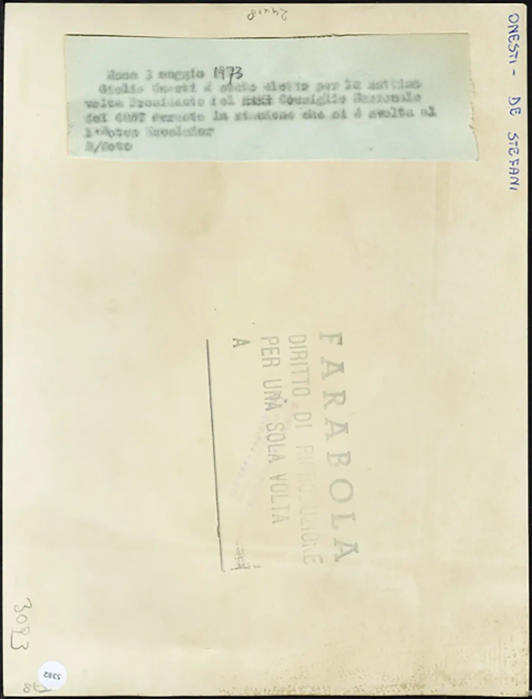 Giulio Onesti e Giorgio De Stefani 1973 Ft 5382 - Stampa 24x18 cm - Farabola Stampa ai sali d'argento
