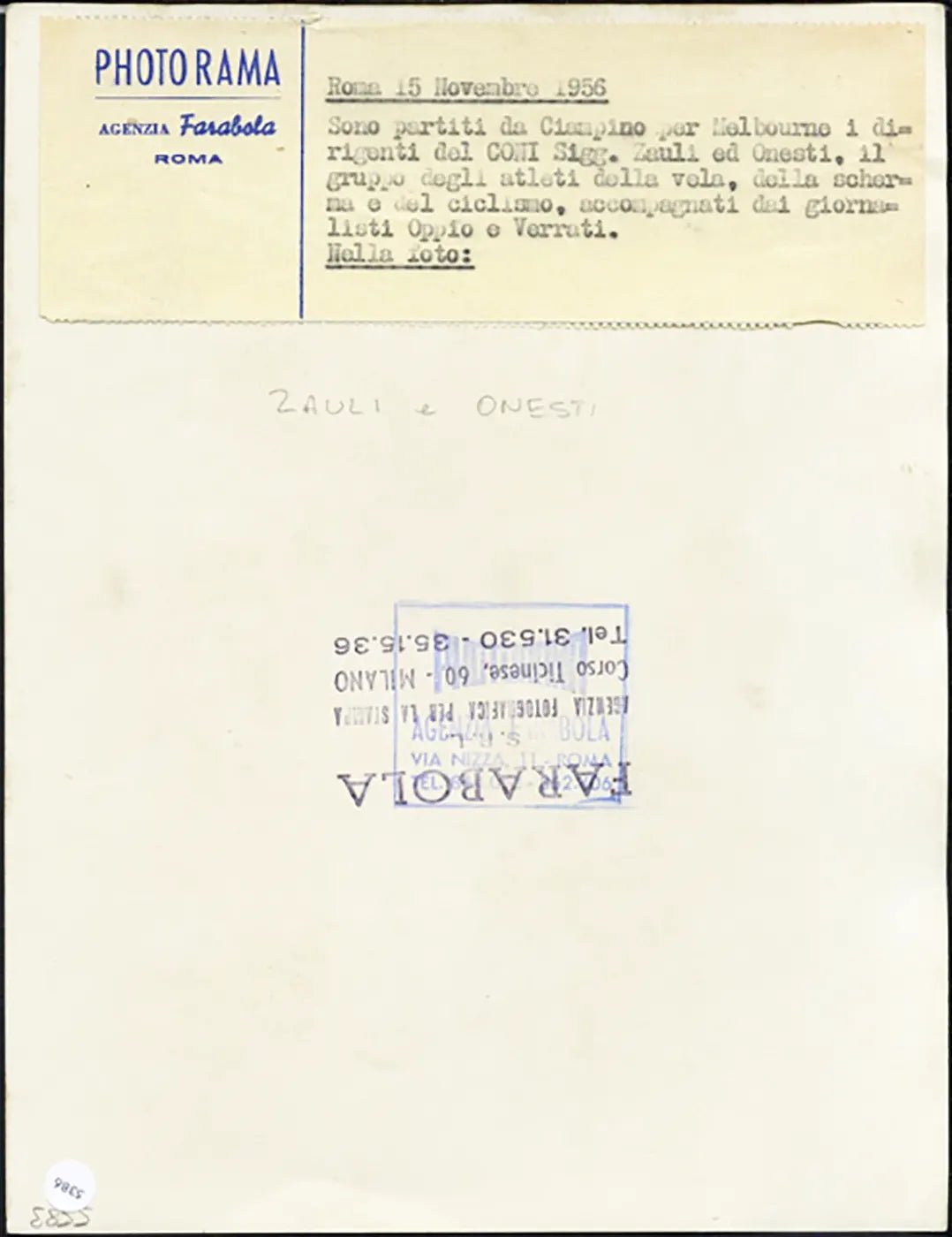 Giulio Onesti Olimpiadi Melbourne 1956 Ft 5386 - Stampa 24x18 cm - Farabola Stampa ai sali d'argento