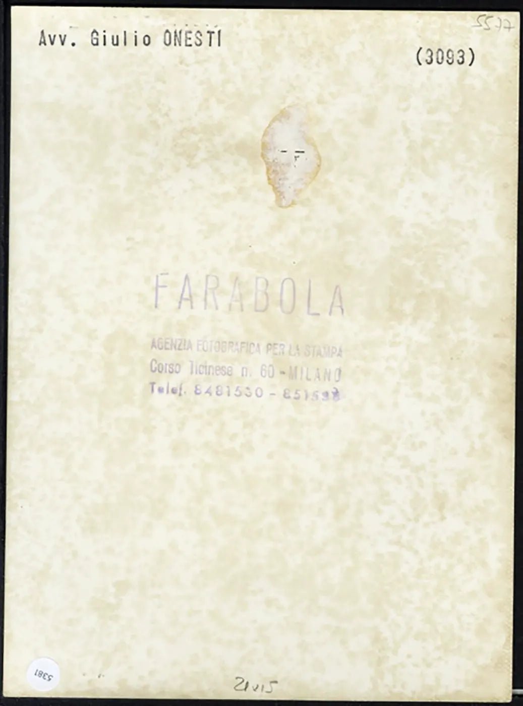 Giulio Onesti presidente Coni anni 50 Ft 5381 - Stampa 21x15 cm - Farabola Stampa ai sali d'argento