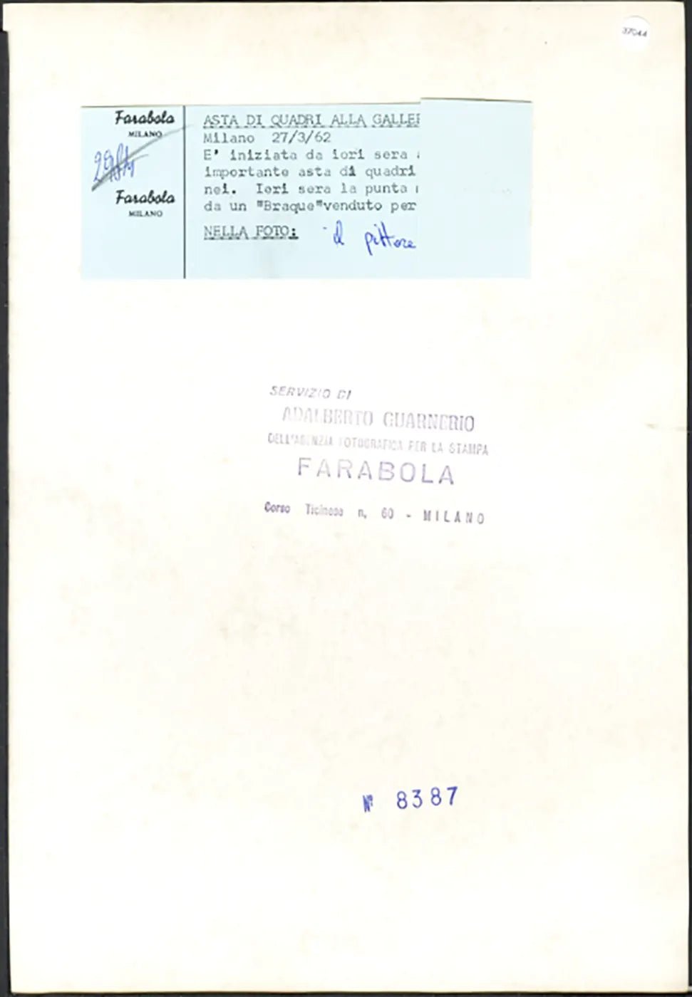 Giuseppe Migneco a Brera 1962 Ft 37044 - Stampa 21x27 cm - Farabola Stampa ai sali d'argento