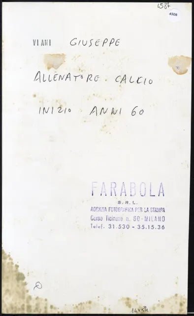 Giuseppe Viani allenatore Milan anni 60 Ft 4508 - Stampa 14x24 cm - Farabola Stampa ai sali d'argento