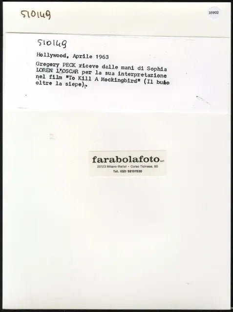 Gregory Peck Sophia Loren Oscar 1963 Ft 35902 - Stampa 24x18 cm - Farabola breadcrumbs : fotografie - vintage; foto - vintage - cinema