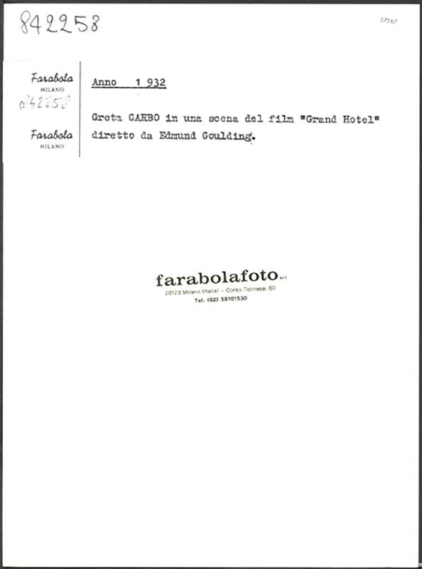 Greta Garbo nel film Grand Hotel 1932 Ft 37387 - Stampa 24x18 cm - Farabola Stampa ai sali d'argento (anni 90)