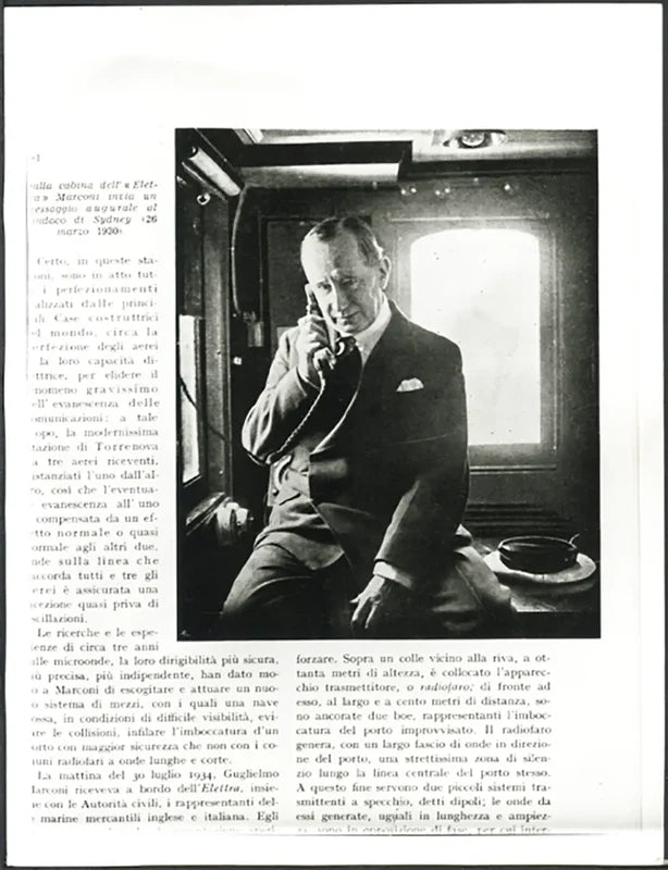 Guglielmo Marconi prima telefonata 1930 Ft 37386 - Stampa 24x18 cm - Farabola Stampa ai sali d'argento (anni 90)