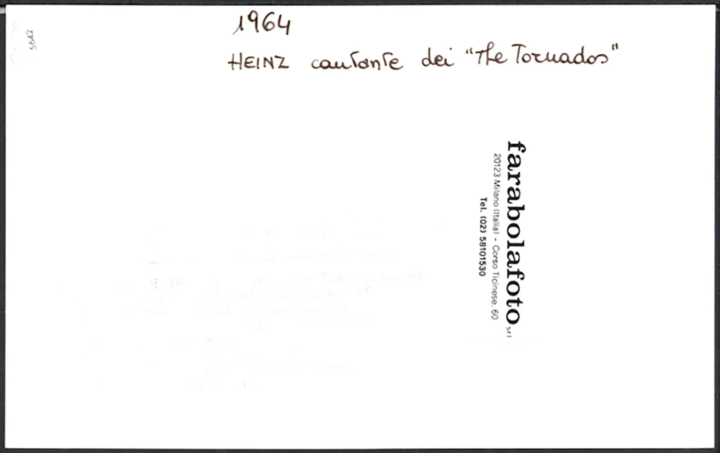 Heinz cantante Tornados 1964 Ft 5642 - Stampa 20x12 cm - Farabola Stampa ai sali d'argento