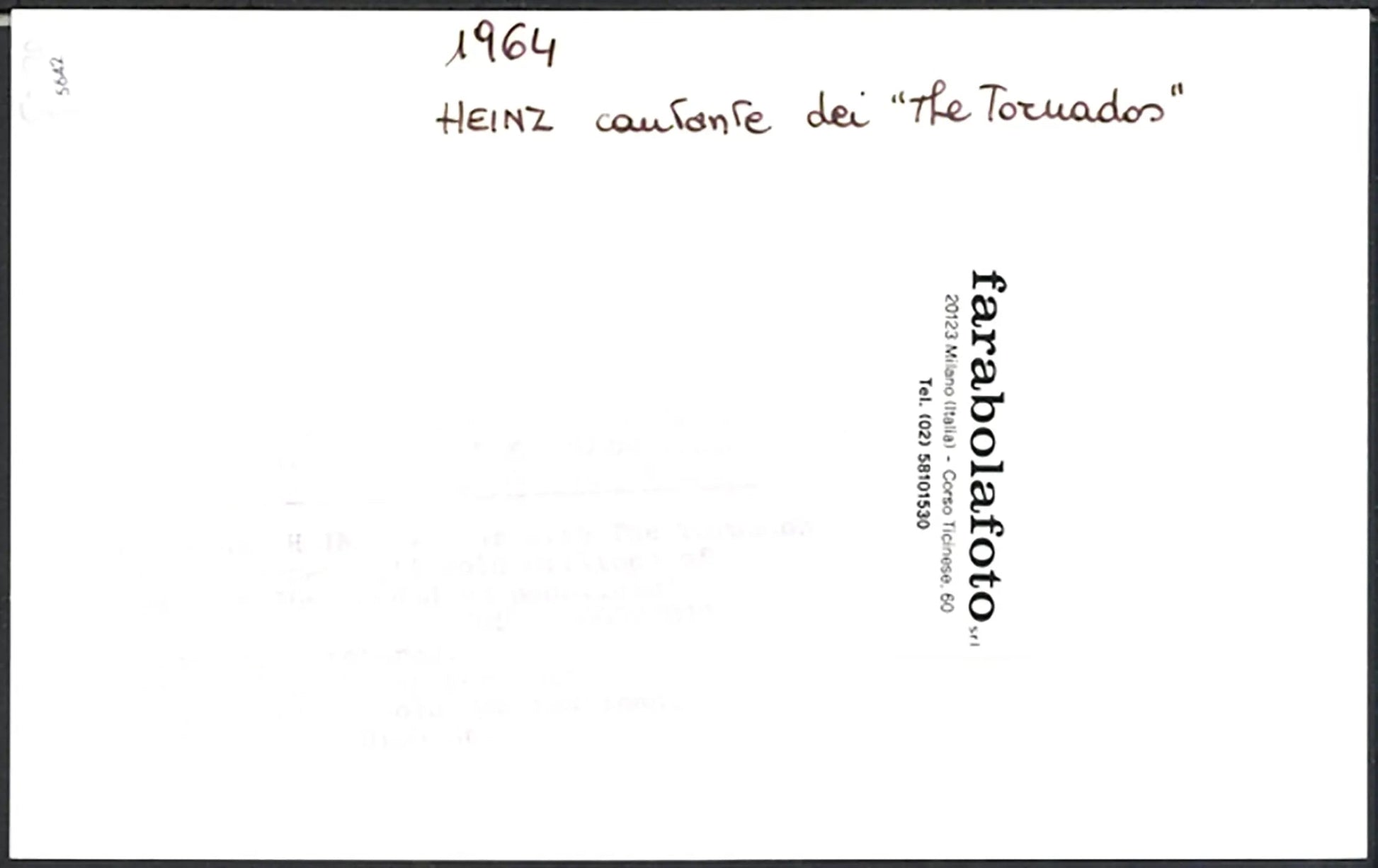 Heinz cantante Tornados 1964 Ft 5642 - Stampa 20x12 cm - Farabola Stampa ai sali d'argento