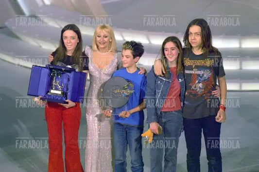 I Gazosa e Raffaella Carrà, Festival di Sanremo, 2001 - Farabola Immagine digitale