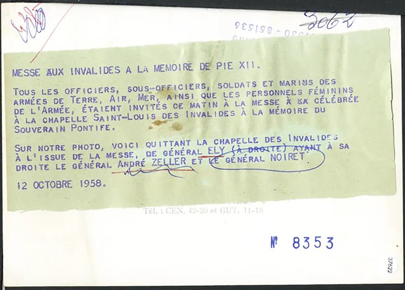I generali Ely, Zeller e Noiret 1958 Ft 37622 - Stampa 18x13 cm - Farabola Stampa ai sali d'argento