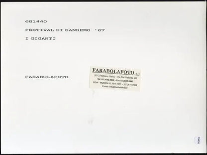 I Giganti Sanremo 1967 Ft 35630 - Stampa 24x18 cm - Farabola Stampa ai sali d'argento (anni 90)