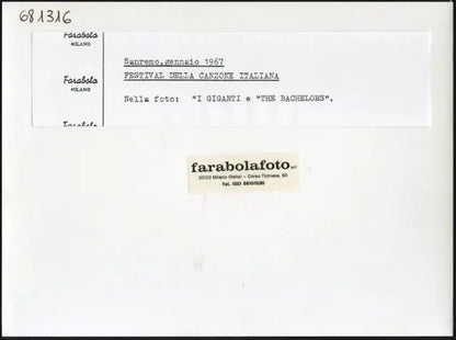 I Giganti The Bachelors Sanremo 1967 Ft 35613b - Stampa 24x18 cm - Farabola Stampa ai sali d'argento (anni 90)