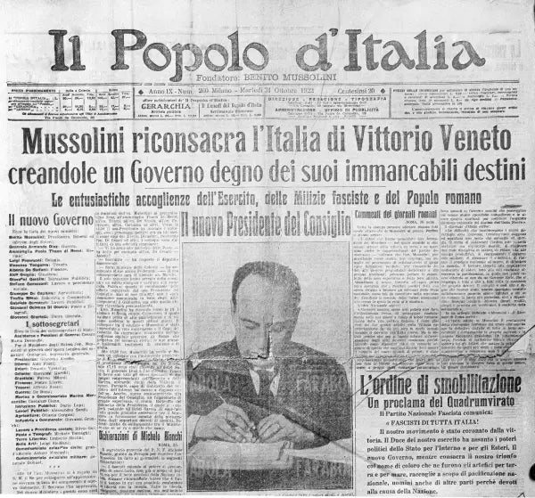 I ministri del primo governo Mussolini sul popolo d'Italia, 1922 - Farabola Immagine digitale