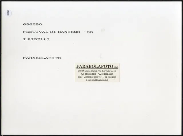 I Ribelli Sanremo 1966 Ft 35823 - Stampa 24x18 cm - Farabola Stampa ai sali d'argento (anni 90)