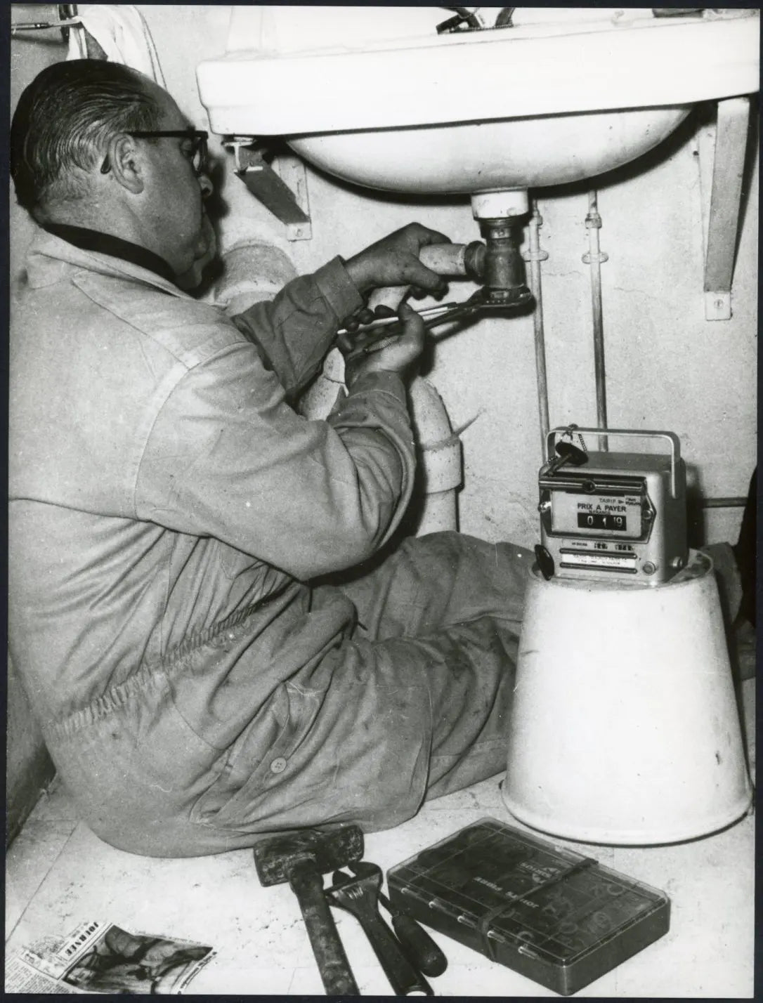 Idraulico con contatore anni 60 Ft 3194 - Stampa 24x18 cm - Farabola Stampa ai sali d'argento